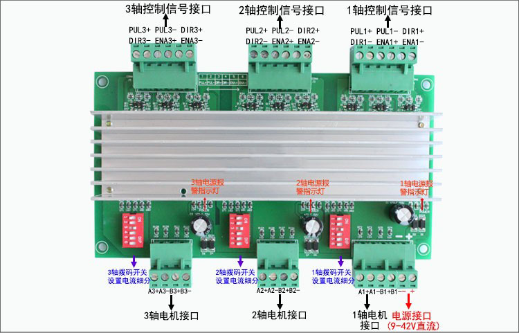 步進電機驅動器 4.5A 128細分 適配42/57型步進電機 TB5128-3軸(圖1)